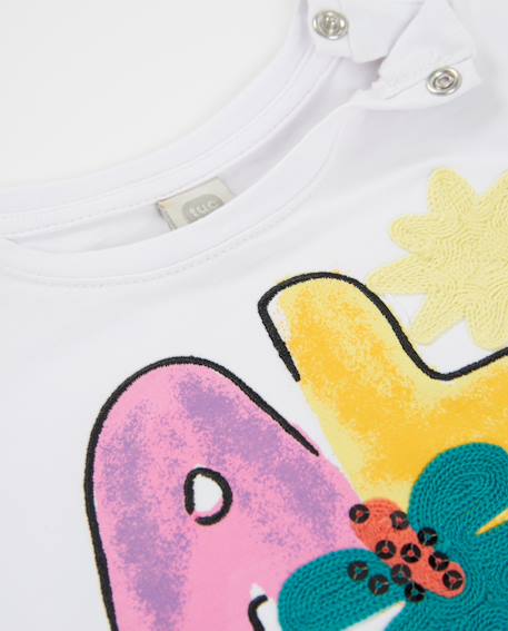 T-shirt fille en maille avec manches à volant Blanc 3 - vertbaudet enfant 