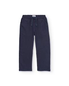 -Pantalon garçon en tissu tissé avec taille élastique