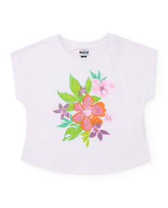 -T-shirt fille en maille avec finition brillante