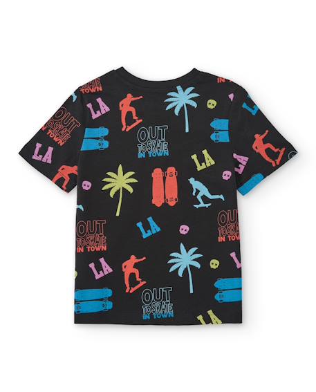 T-shirt garçon en maille au design urbain Noir 2 - vertbaudet enfant 