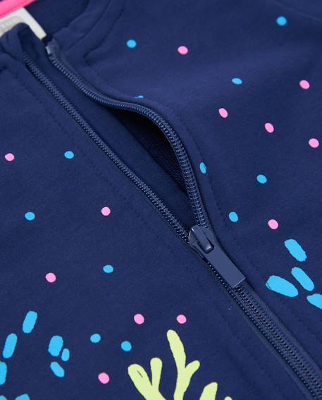 Sweat-shirt fille en maille avec volant au bas Bleu 3 - vertbaudet enfant 
