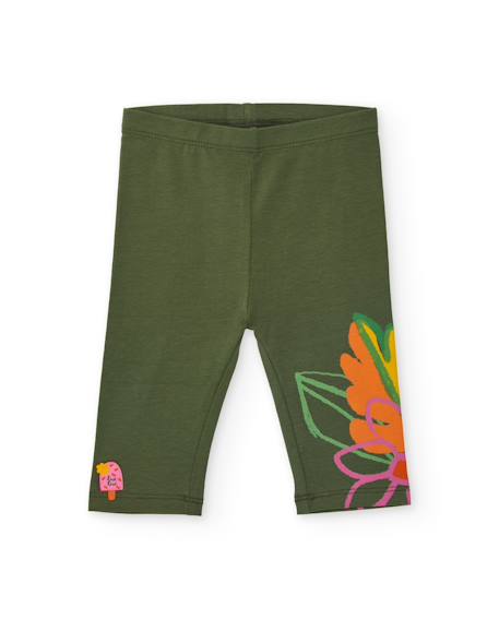 Legging fille en maille avec détail imprimé Vert 1 - vertbaudet enfant 
