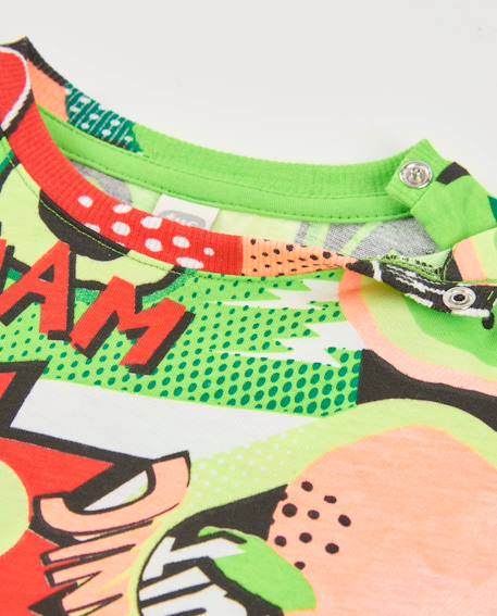 T-shirt garçon en maille avec imprimé bande dessinée Vert 3 - vertbaudet enfant 