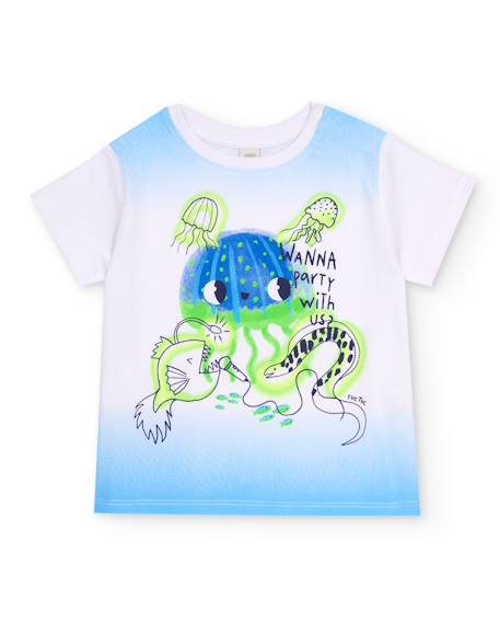 T-shirt garçon en maille avec dégradé Blanc 1 - vertbaudet enfant 