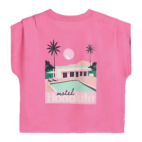 T-shirt fille manches courtes motel Rose 2 - vertbaudet enfant 