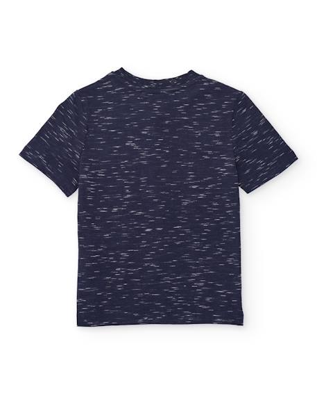 T-shirt garçon en maille avec effet chiné Bleu 2 - vertbaudet enfant 