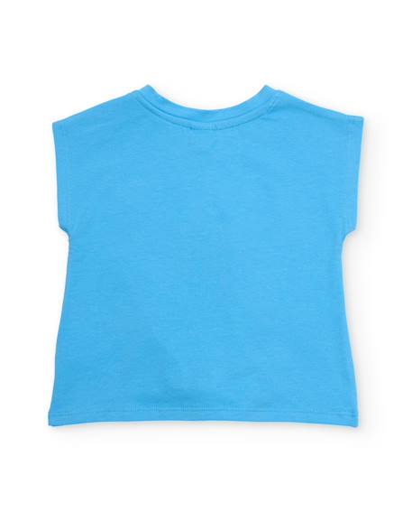 T-shirt fille en maille avec nœud décoratif Bleu 2 - vertbaudet enfant 