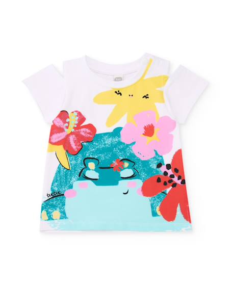 Bébé-T-shirt fille en maille avec imprimé sur le devant