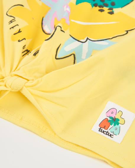 T-shirt fille en maille avec nœud décoratif Jaune 4 - vertbaudet enfant 