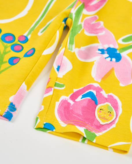 Legging fille en maille avec imprimé floral Jaune 4 - vertbaudet enfant 