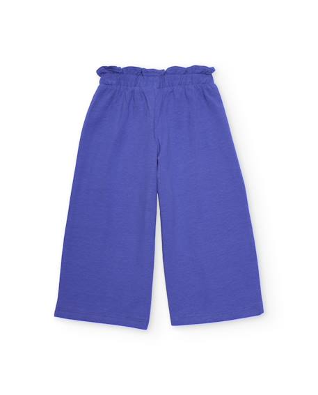 Pantalon pour fille en maille avec ceinture élastique froncée Violet 2 - vertbaudet enfant 