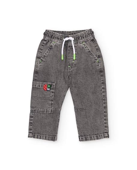 Pantalon garçon en denim effet délavé Gris 1 - vertbaudet enfant 