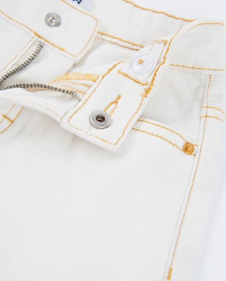 Pantalon fille en tissu tissé à jambe large Blanc 3 - vertbaudet enfant 