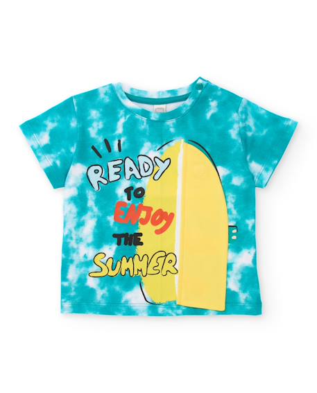 T-shirt garçon en maille avec détail en relief Bleu 2 - vertbaudet enfant 