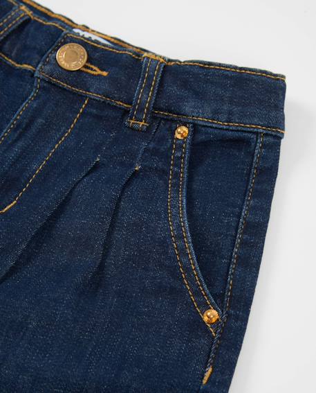 Pantalon fille uni en tissu denim Bleu 4 - vertbaudet enfant 