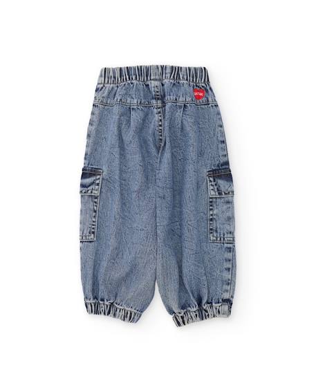 Pantalon fille en tissu avec taille élastiquée Bleu 2 - vertbaudet enfant 
