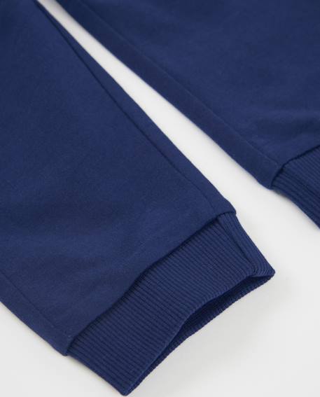 Pantalon garçon en maille avec taille élastiquée et cordon Bleu 4 - vertbaudet enfant 
