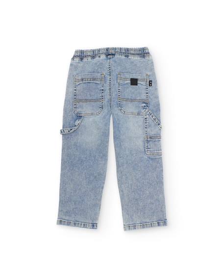Pantalon garçon en toile et denim Bleu 2 - vertbaudet enfant 