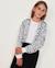 Sweat fille en maille avec imprimé animal Blanc 1 - vertbaudet enfant 