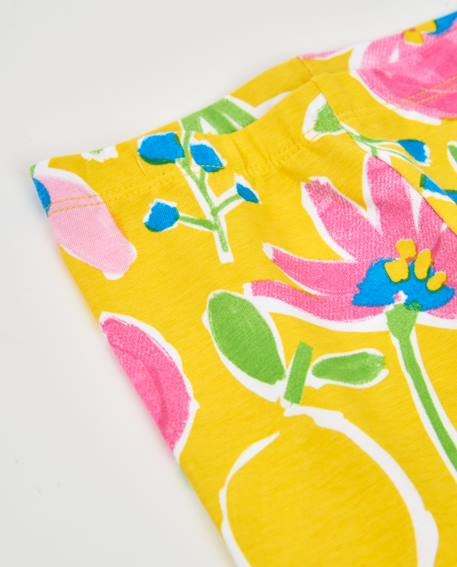 Legging fille en maille avec imprimé floral Jaune 3 - vertbaudet enfant 