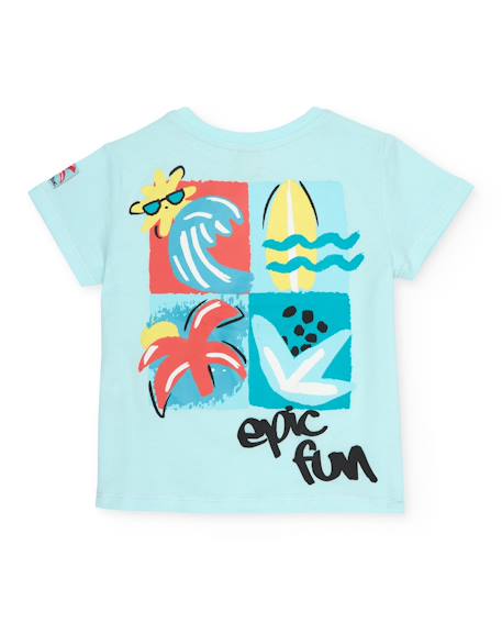 T-shirt garçon en maille avec fermeture à l’épaule Bleu 2 - vertbaudet enfant 
