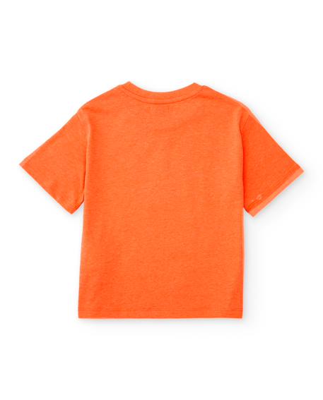 T-shirt garçon en maille avec grand imprimé sur le devant Orange 2 - vertbaudet enfant 