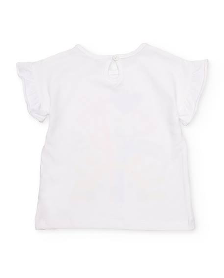 T-shirt pour fille en maille avec volants aux manches Blanc 2 - vertbaudet enfant 