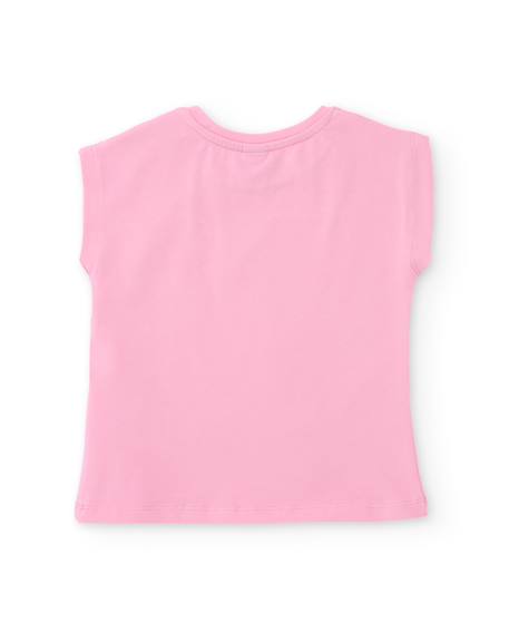 T-shirt fille en maille avec imprimé cœurs Rose 2 - vertbaudet enfant 