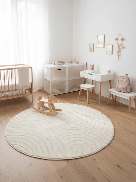 Tapis rond design à effet de relief  groove Blanc pur 1 - vertbaudet enfant 