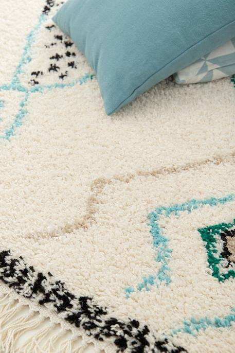 Tapis épais à franges style ethnique glyph Bleu naturel+Palette colorée 9 - vertbaudet enfant 