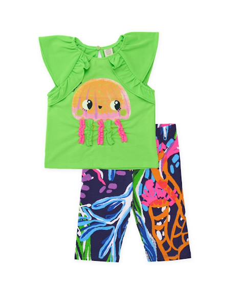 Ensemble fille en maille avec applications en relief Vert 1 - vertbaudet enfant 