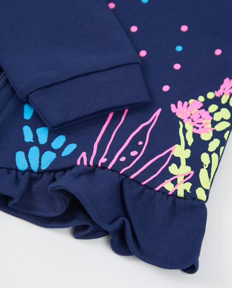 Sweat-shirt fille en maille avec volant au bas Bleu 4 - vertbaudet enfant 