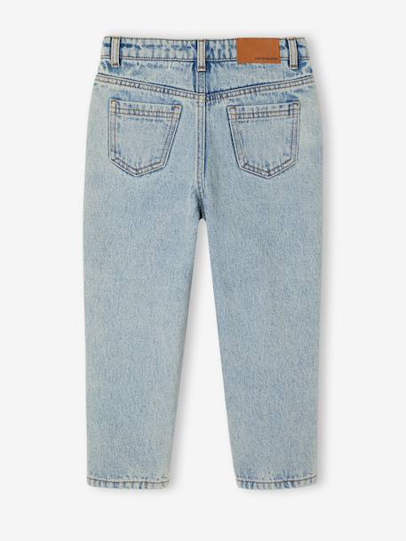 Jean fille mom brodé fleurs bleu+bleu clair+bleu moyen 4 - vertbaudet enfant 
