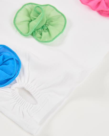 T-shirt fille en maille avec fleurs en volume Blanc 4 - vertbaudet enfant 