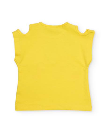 T-shirt fille en maille avec épaules ajourées Jaune 2 - vertbaudet enfant 