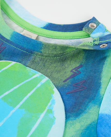 T-shirt garçon en maille avec imprimé effet aquarelle Bleu 3 - vertbaudet enfant 