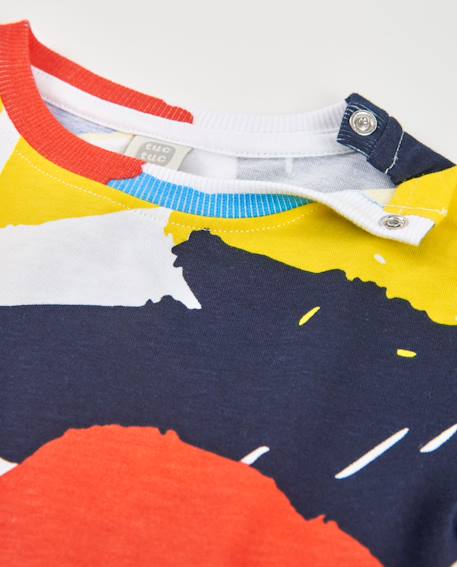 T-shirt garçon en maille avec imprimé abstrait Blanc 3 - vertbaudet enfant 