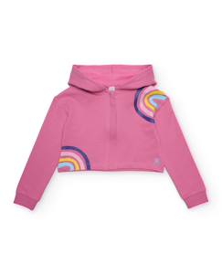 -Sweat pour fille en maille avec coupe courte