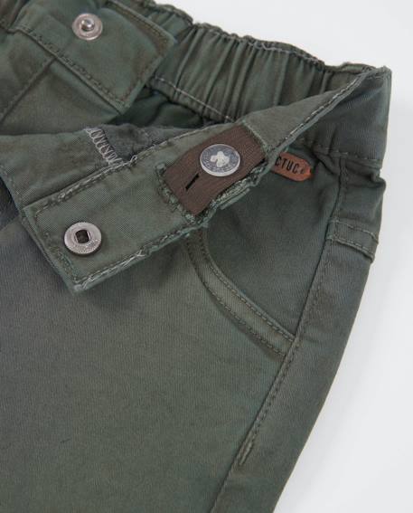 Pantalon pour garçon en tissu avec taille à ajustement intérieur Vert 3 - vertbaudet enfant 