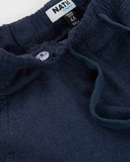 Pantalon garçon en tissu tissé avec taille élastique Bleu 3 - vertbaudet enfant 