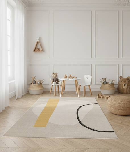 Tapis géométrique doux et confortable bilbao Beige sable+Vert naturel 2 - vertbaudet enfant 