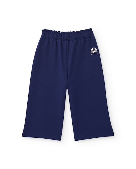 Pantalon fille en maille de style jupe-culotte Bleu 2 - vertbaudet enfant 