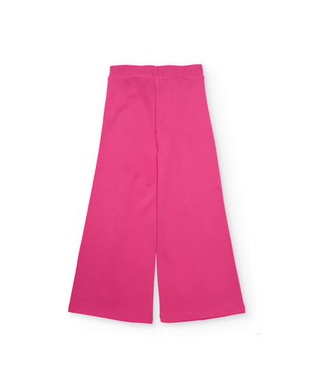 Pantalon fille en maille avec coutures décoratives Rose 2 - vertbaudet enfant 