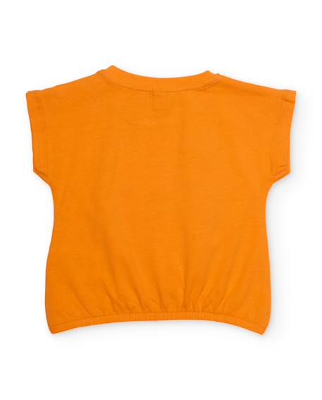 T-shirt pour fille en maille avec bas élastiqué Orange 2 - vertbaudet enfant 