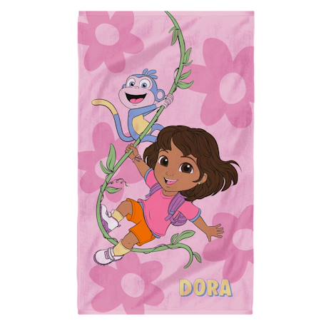 Drap de plage et de bain imprimé 100% coton, dora flower Rose 1 - vertbaudet enfant 