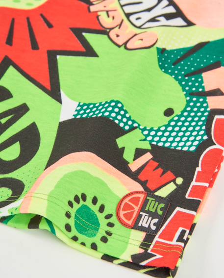 T-shirt garçon en maille avec imprimé bande dessinée Vert 4 - vertbaudet enfant 
