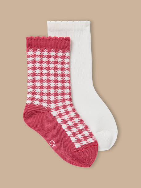 Lot de 2 paires de chaussettes vichy fille Vichy rouge 1 - vertbaudet enfant 