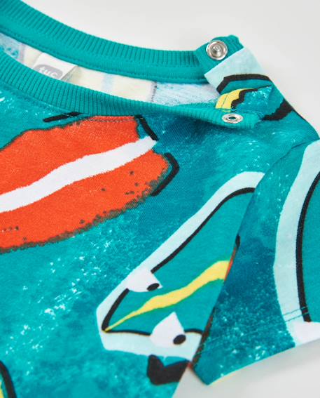 T-shirt garçon en maille avec imprimé de planches de surf Bleu 3 - vertbaudet enfant 