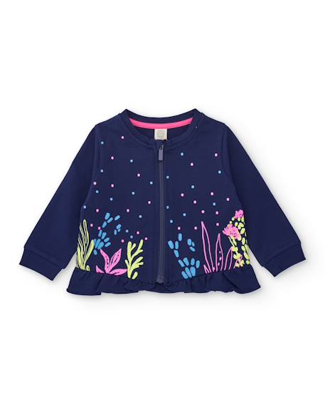 Bébé-Pull, gilet, sweat-Sweat-shirt fille en maille avec volant au bas