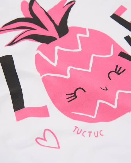 T-shirt fille en maille avec graphisme ananas Blanc 4 - vertbaudet enfant 